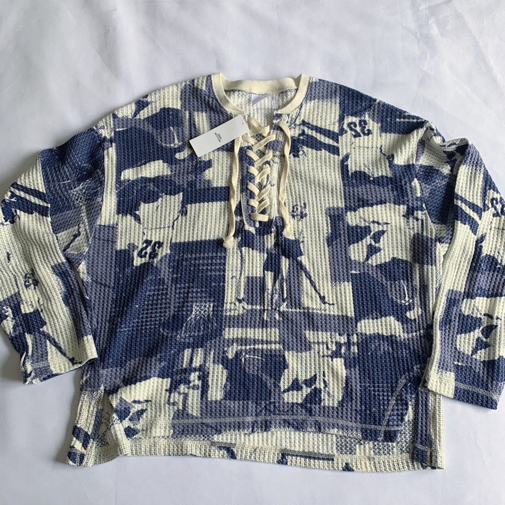 NWT Thermal Long Sleeve Lace-Up Henley with Hood from UO